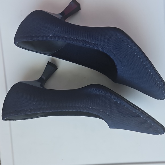 Navy Pointed Kitten Heel Pumps - Women's Dress Shoes - Picture 5 of 12